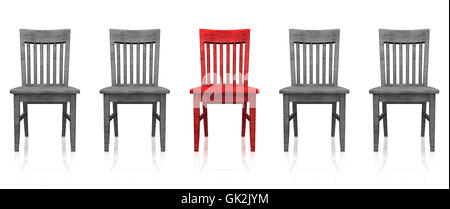 3D Reihe Stühle - rot-grau Stockfoto
