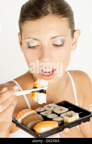 Frau Lebensmittel Nahrungsmittel Stockfoto