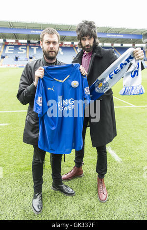 Kasabian verkünden ihre Stadion-Gig im King Power Stadium - Leicester City Football Club Stadium Featuring: Kasabian wo: Leicester, Vereinigtes Königreich bei: 29. April 2016 Stockfoto