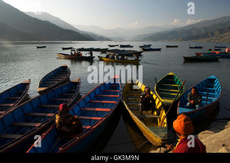 2. Dezember 2010, Pokhara, Nepal, Nepal---Ruderboote am Phewa Tal (See) Pokhara, Nepal---Bild von Jeremy Horner © Stockfoto