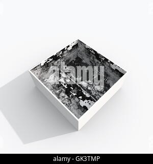 3D-Rendering innere leere Schachtel mit schwarzen und weißen Innenmaterial Stockfoto