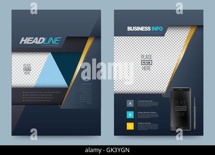 Dunkel blau jährlichen Bericht Broschüre Flyer Design Vorlage Vektor, Merkblatt Abdeckung Präsentation abstrakte flachen Hintergrund, Layout in A4 Stock Vektor