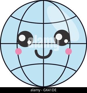 Kawaii Erde Globussymbol Diagramm Stock Vektor