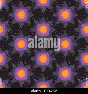 Grunge bunte Halloween geometrische nahtlose Muster mit Totenkopf. Vektor Stock Vektor