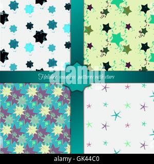 Grunge Urlaub bunten geometrischen nahtlose Muster mit Sternen. Vektor Stock Vektor