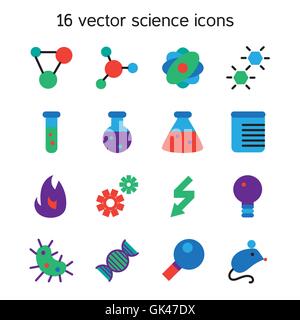 Wissenschaft stellen Icons. Labor Biologie Symbole. Vektor Stock Vektor