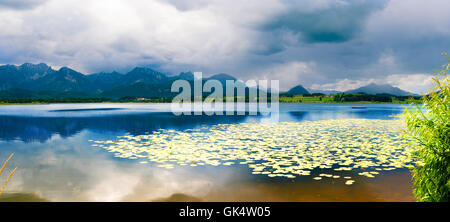 Forggensee Bergsee im Süden von Bayern, Deutschland und die Berge am Horizont Stockfoto