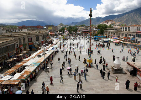 18. August 2007, Lhasa, Tibet, China---Barkhor Square von Jokhang Tempel---Bild von Jeremy Horner © betrachtet Stockfoto