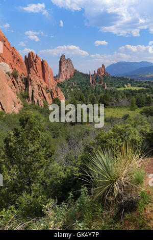 Ansicht der Garden of the Gods in Colorado Springs Stockfoto