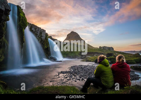 Die Schwestern und Kirkjufell Stockfoto