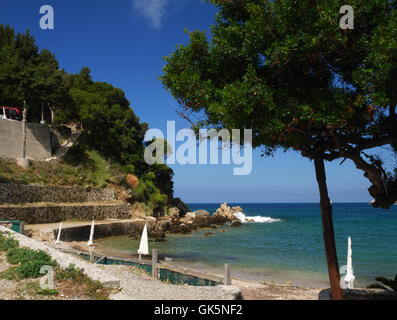 Agios Petros Beach, Palaiokstritsa, Korfu, Griechenland. Stockfoto