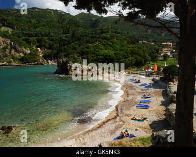 Agios Petros Beach, Palaiokstritsa, Korfu, Griechenland. Stockfoto