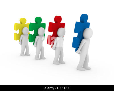 3D Männer puzzle Teamarbeit Stockfoto