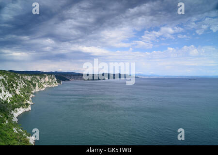 Schönen Klippen an der Küste des Adriatischen Meeres im Golf von Triest, Italien. Stockfoto