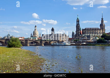 Dresden von der Elbe aus gesehen Stockfoto