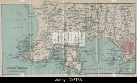 St. Helier JERSEY Westbahn St Brelades. Channel Islands Karte 1913 alt Stockfoto