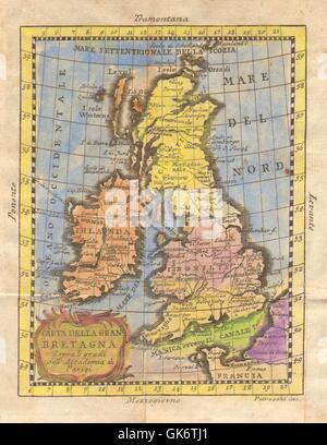 "Carta Della Gran Bretagna". Britischen Inseln. Originalfarbe. BUFFIER, 1775-Karte Stockfoto
