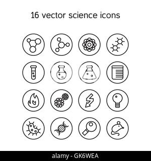 Wissenschaft stellen Icons. Labor Biologie Symbole. Vektor Stock Vektor