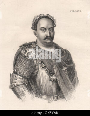 Jan III. Sobieski. Polen, antiken print 1835 Stockfoto