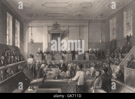 Zentralen Strafgerichtshof Old Bailey. LONDON INTERIORS, antique print 1841 Stockfoto