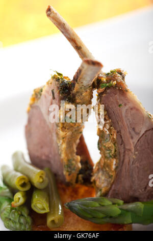 Nahaufnahme der Gegrillte Lammkoteletts Stockfoto