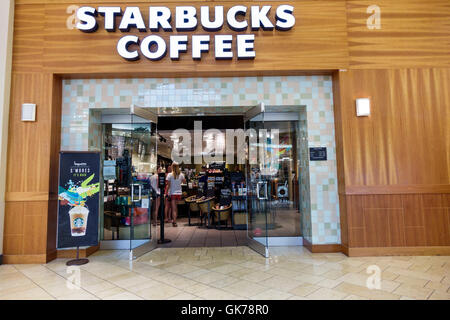 Naples, Florida, Coastland Center Shopping Mall, Einkaufszentrum, Starbucks Coffee, Kaffeehaus, Kette, Schild, Eingang, Vorderseite, FL160610059 Stockfoto