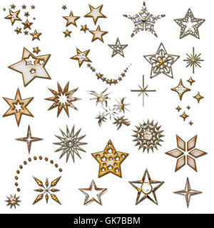 Satz von Sternen. Design-Element. Stern-Symbole. Weihnachten-goldene Design-Elemente. Stockfoto