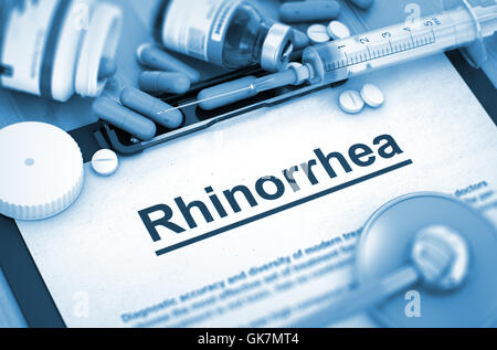 Rhinorrhoe. Medizinisches Konzept. Stockfoto