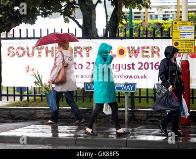 Southport Flower Show, Merseyside, England. 19. August 2016. Southport Flower Show. Southport UK 19.8.16. Ein nasser Start in Ladies Day bei der 2016 Southport Flower Show. Bildnachweis: ALAN EDWARDS/Alamy Live-Nachrichten Stockfoto