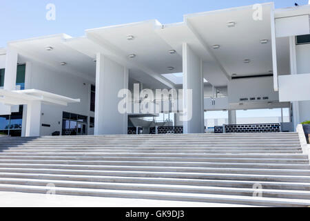 Orlando, Florida, Schule, öffentliche High School, Bildung, Gebäude, modern, modernistisch, Architektur, amerikanische Flagge, Treppen Treppe, Fassade, Stockfoto