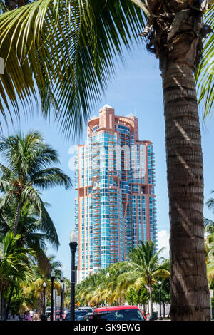 Miami Beach Florida, South Beach, SOFI, South Point, Portofino Tower, Wolkenkratzer, Hochhaus, Hochhaus, Eigentumswohnungen Eigentumswohnungen Eigentumswohnungen Wohnanlagen Stockfoto