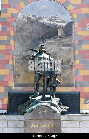 Wilhelm Tell-Denkmal an der Kantonshauptort Altdorf im Kanton Uri, Schweiz Stockfoto