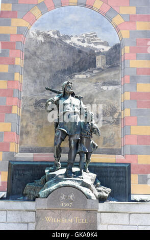 Wilhelm Tell-Denkmal an der Kantonshauptort Altdorf im Kanton Uri, Schweiz Stockfoto