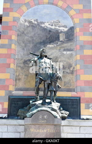 Wilhelm Tell-Denkmal an der Kantonshauptort Altdorf im Kanton Uri, Schweiz Stockfoto