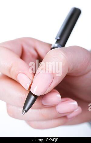 Schließen von Hand schreiben Stockfoto