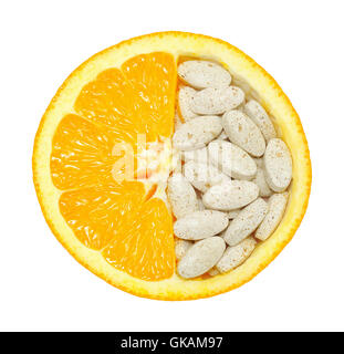 Orange Vitamine Vitamine Stockfoto
