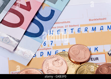 Einzahlungsschein - transfer Stockfoto