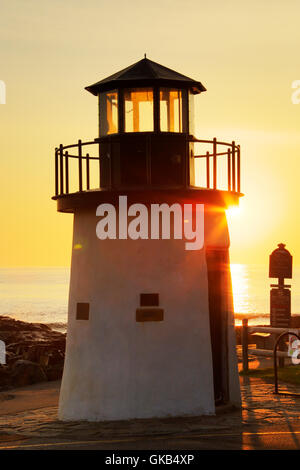 Sunrise, Marginal Way Leuchtturm, Marginal Weg, Ogunquit, Maine, USA Stockfoto