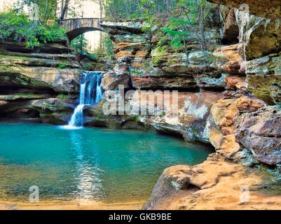 Upper Falls, Old Mans Höhle, Hocking Hills State Park, Logan, Ohio, USA Stockfoto