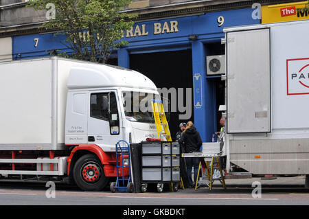 Trainspotting 2 Dreharbeiten mit Edinburgh: Atmosphäre wo: Edinburgh, Schottland, Vereinigtes Königreich bei: 15. Mai 2016 Stockfoto