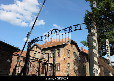 Eingangstor zum KZ Auschwitz, Polen Stockfoto