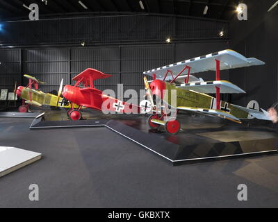 Fokker-Flugzeugen auf Omaka Aviation Heritage Centre in Blenheim, Neuseeland Stockfoto