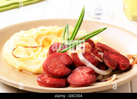 Closeup Platte Wurst Stockfoto