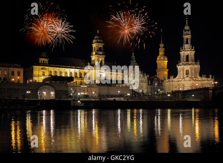 Feuerwerk in dresden Stockfoto