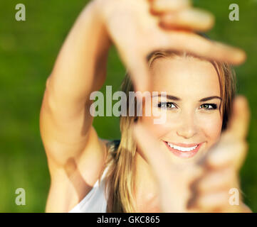 Frau Geste Menschen Stockfoto