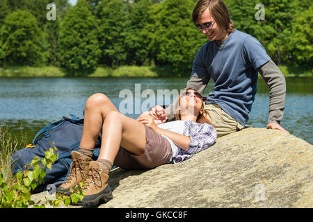 Frau Lachen lacht Stockfoto