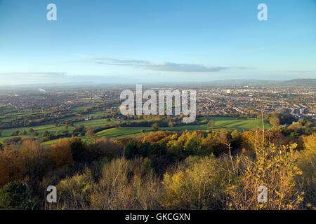 Blick vom Leckhampton Hill in Cheltenham, Gloucestershire, UK Stockfoto