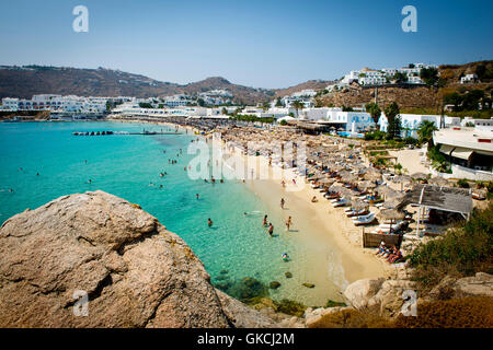 Platis Gialos Beach Mykonos Stockfoto