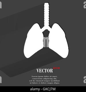 Menschlichen Lunge. Flache moderne Web-Taste mit langen Schatten und Platz für Ihren text Stock Vektor