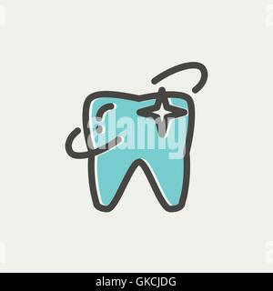 Leuchtender Zahn dünne Liniensymbol Stock Vektor